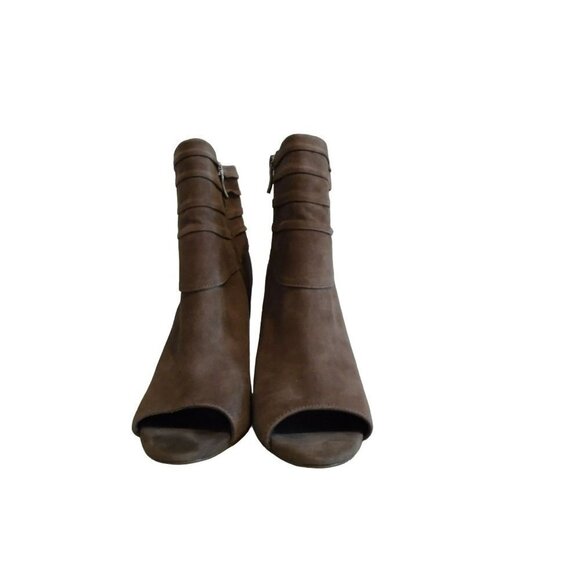 BCBGeneration ~ Cerisa Stilleto Heel Open Toe Suede Ankle Bootie Leather Upper ~ - Picture 1 of 8